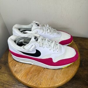 Nike Air Max 1 White Rush Pink Volt Mens Size 12 AH8145-111 Retro Running Shoes